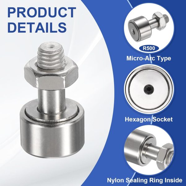 uxcell Cam Follower Bearing Stainless Steel Runner-2
