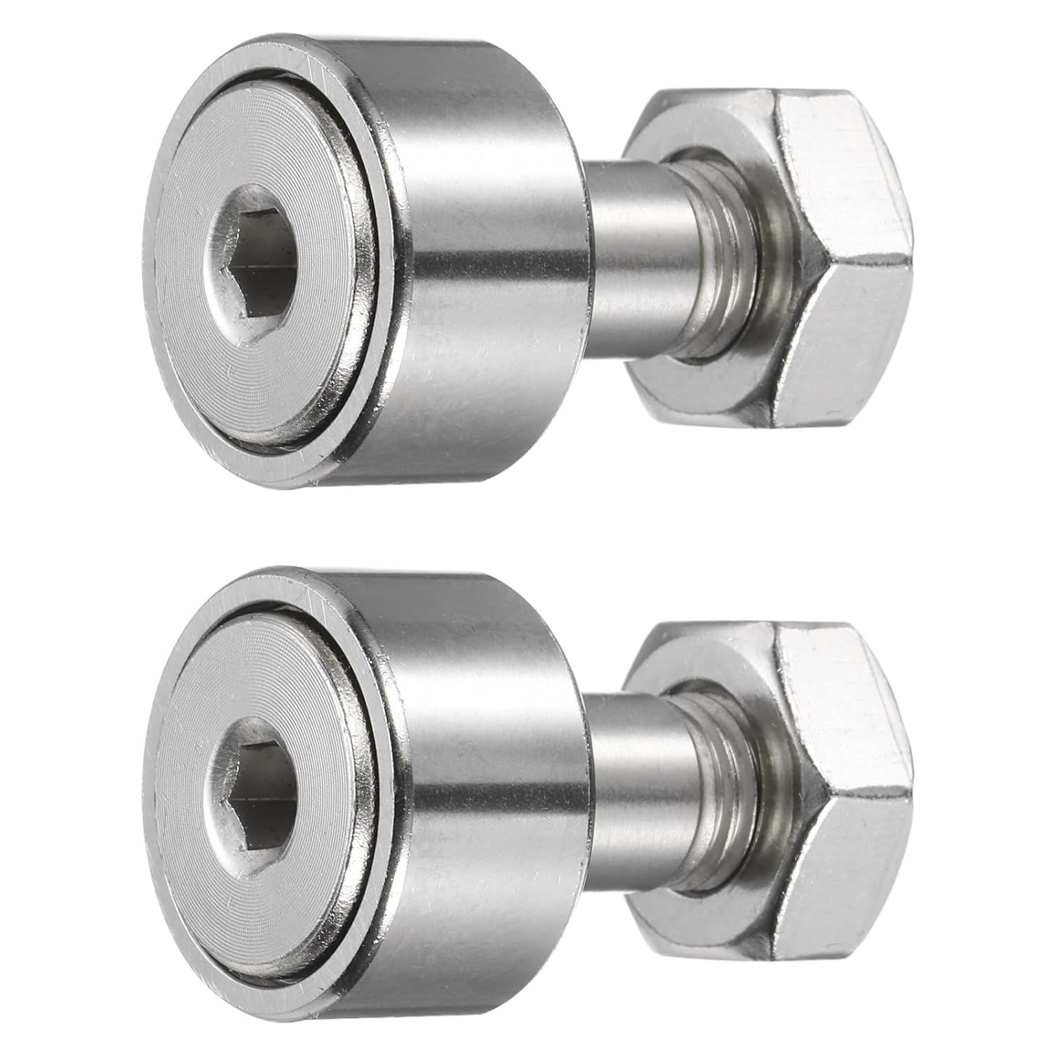 Uxcell cam follower bearing showing stainless steel construction and dimensions