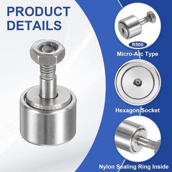 Uxcell Cam Follower Bearing Stainless Steel Track Runner-2