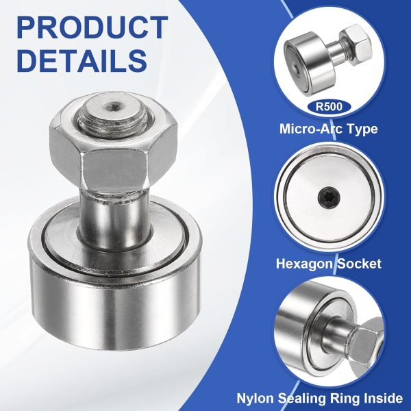 uxcell Cam Follower Bearing 304 Stainless Steel Track Runner-2