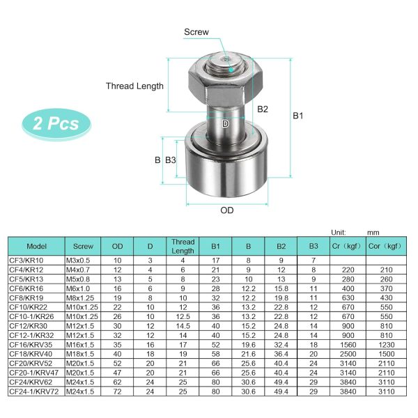 Uxcell Cam Follower Bearing 304 Stainless Steel Track Runner-1