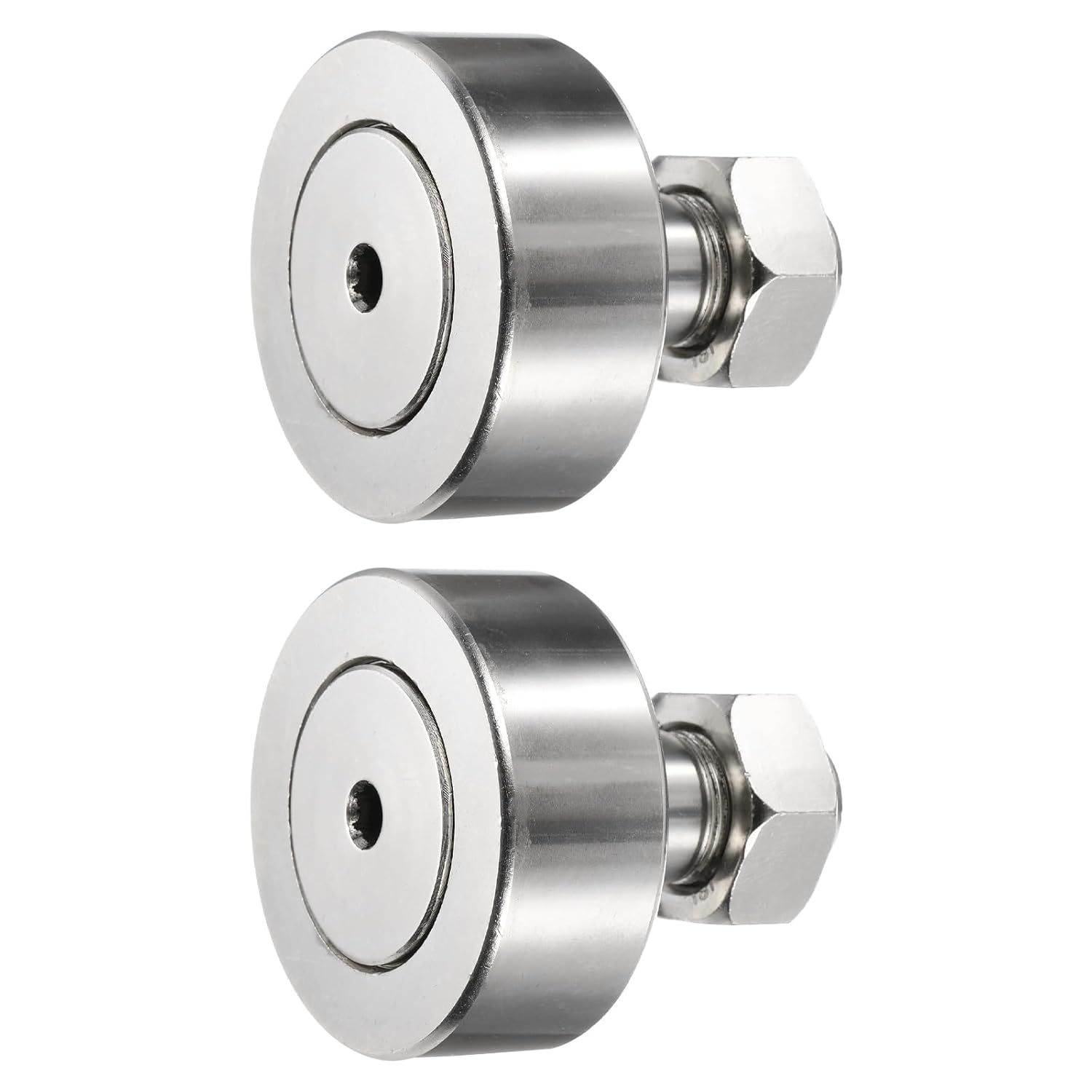 uxcell cam follower bearing showing stainless steel construction and slotted stud head