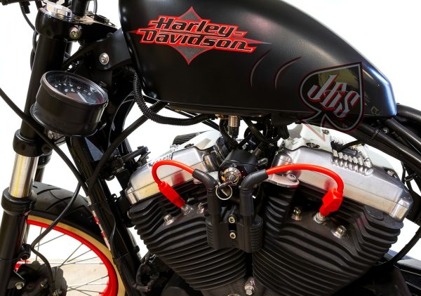 JBSporty Harley Sportster Coil Ignition Kit Satin Black with Red Wires-0