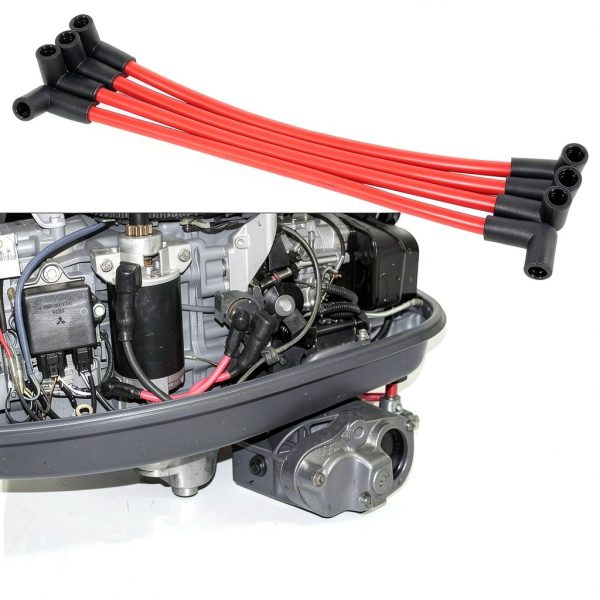 JDMSPEED 10mm Spark Plug Wire Set Red Silicone for Evinrude Outboards-2